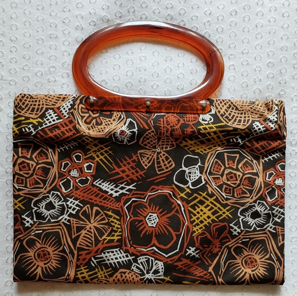 Vintage Handbags - Vintage 60's Lady Pride Floral Mod Market Bag Tote
